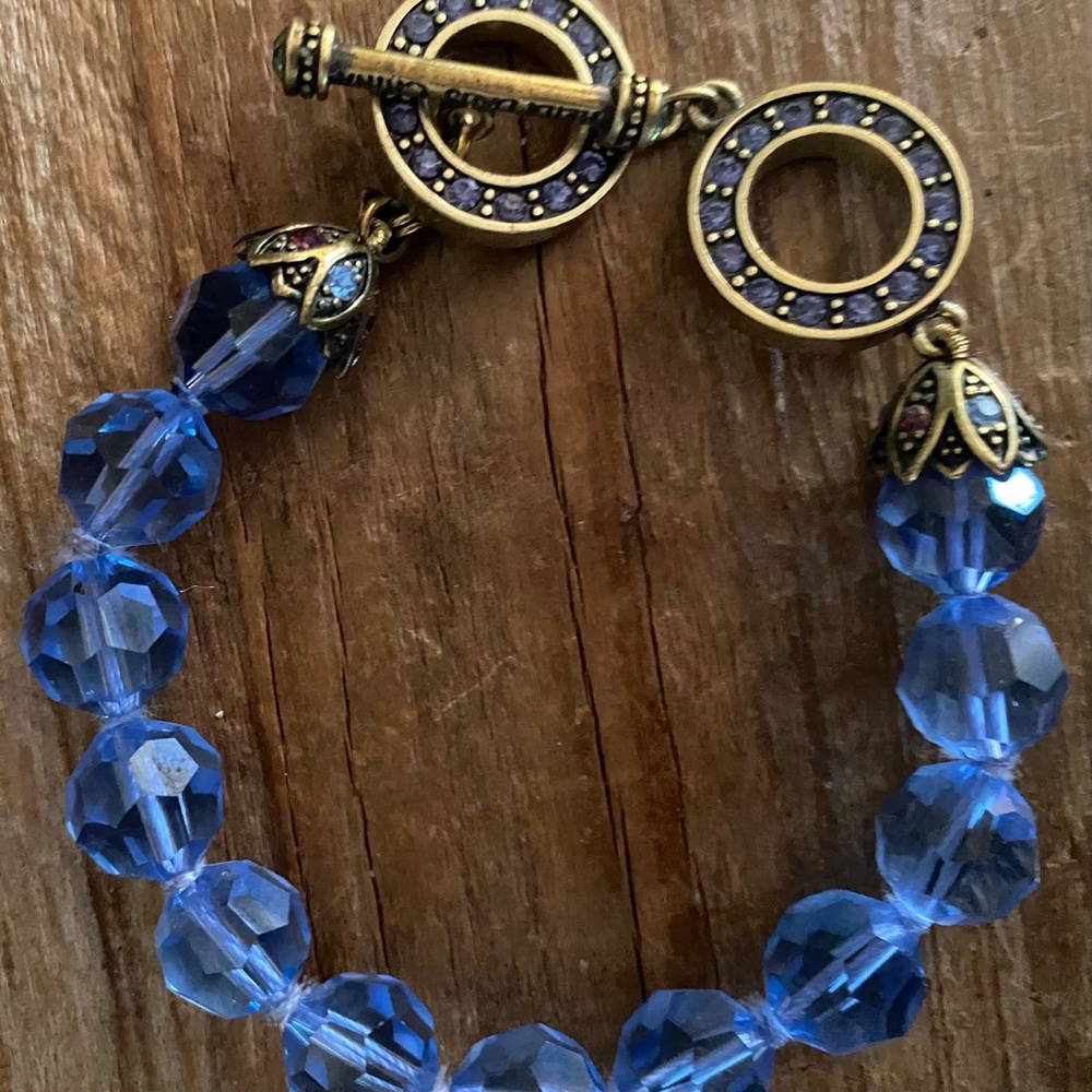 Heidi Daus Blue Faceted Crystal Toggle Bracelet